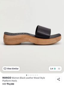 Mango Black Leather Platform Heels