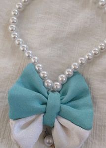 Cat dog Pearl Bow Necklace