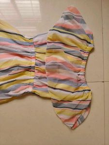 Colorful Striped Off-Shoulder Dress