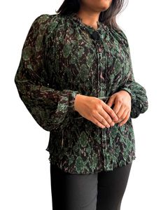Boho Floral Print Pleated Top