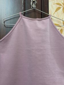 Casual Lilac Halter Neck Tank Top