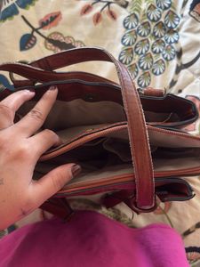 Classic Brown Faux Leather Handbag