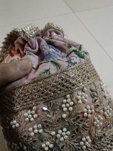 Embellished Potli Bag with Pearls