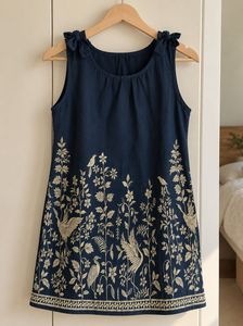 Charming Navy Blue Floral Dress