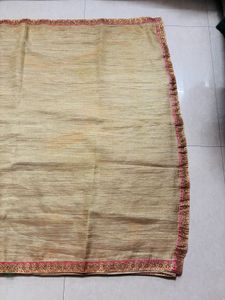 Elegant Gold Saree with Pink Border