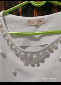 White Pearl Embellished Top
