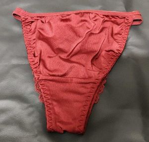 Red Lace Trim Bikini Briefs