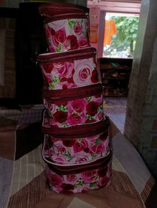 5 Floral Print Cosmetic Bags Set