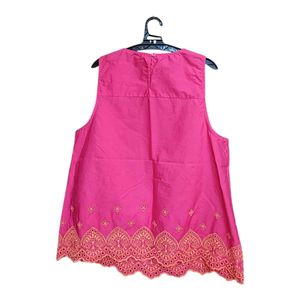 Tu Woman Pink Embroidered Sleeveless Tunic XL