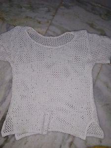 White Crochet Knit Crop Top