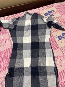 Blue and White Checkered Kurta