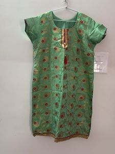 Green Kurta set with pant and dupatta
