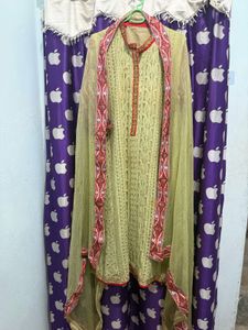 Elegant Lime Green Kurta Set with Dupatta