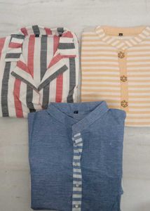 Set of 3 Striped short frock dress