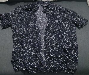 Navy Polka Dot Button-Up Shirt