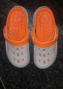 Comfortable Clog Shoes - Grey & Orange