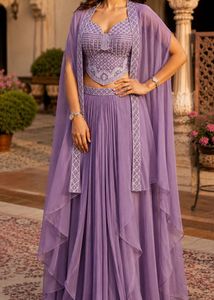 Lavender Lehenga Choli with Cape