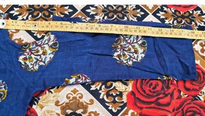 Blue Printed Cold Shoulder Kurta