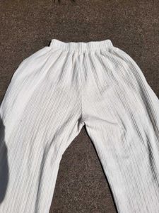 White Pleated Palazzo Pants