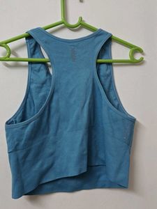 HRX Blue Ribbed Sports Bra