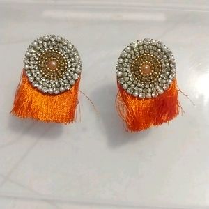 Orange Tassel Earrings