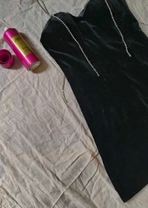 rhinestone Elegant Black Mini Dress