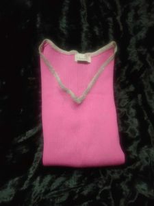 Pink Glitter Trim Top - Size Small