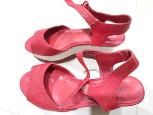 Stylish Red Wedge Sandals