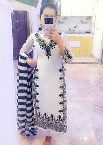 Elegant White Kurta with Black Embroidery