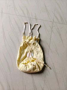 Cute Yellow Polka Dot Drawstring Pouch