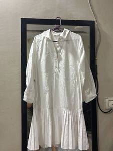 Zara White Pleated Tunic Dress