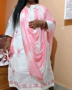 Elegant White & Pink Kurta Set