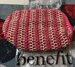 Benefit Pink Woven Cosmetic Pouch