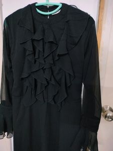 Stalk By Love Black Long Dress/Gown With Frills