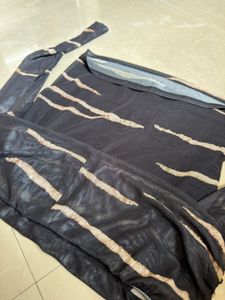 Sheer Zebra Print Off-Shoulder Top