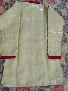 kids Beige &amp; Red dhoti Kurta Set