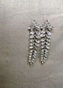 silver long earring without back loop