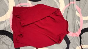 Red Bell Sleeve Embroidered women top