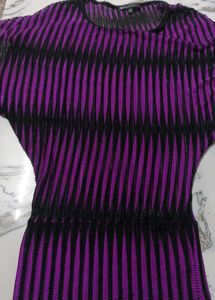 Y2k Purple &amp; Black Striped Knit Top