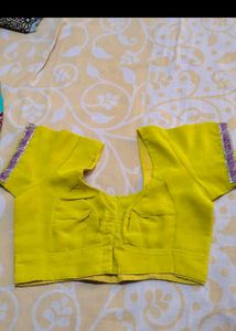 Designer Yellow Blouse with Embellished Sleeves