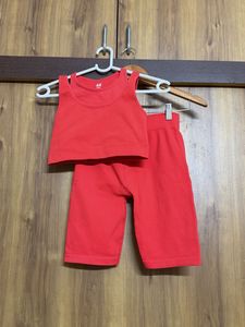 H&M Red Crop Top & Shorts Set