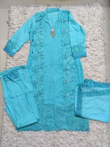 Turquoise blue 3 piece suit set