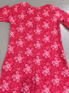 Vibrant Pink Floral Short Kurta