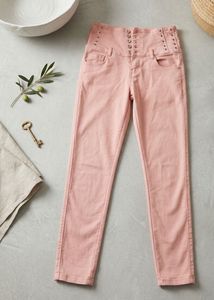 High Waisted Pink Denim Jeans