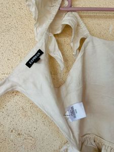 Cream Ruffled Crop Top