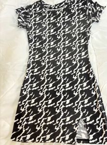 Monochrome Abstract Print Mini Dress