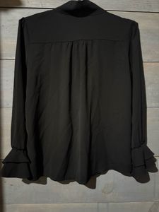 Elegant Black Tie Neck Blouse