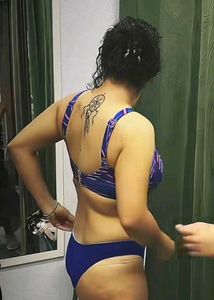 Blue &amp; Purple Patterned Bikini Top
