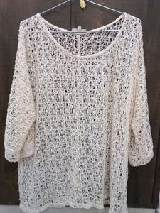 Creamy White Open Knit Top