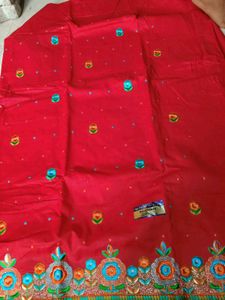 Red Embroidered unstitched  Dress Material ♥️🍒
